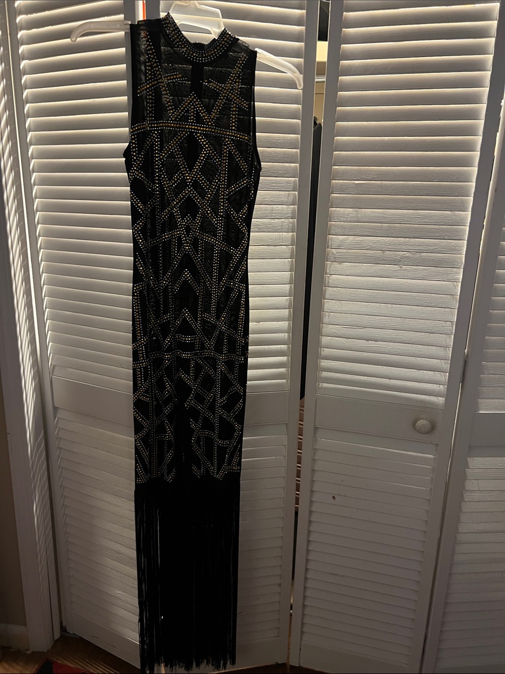 Black Beaded Fringe Evening pants